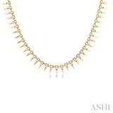 1 Ctw Spikes Round Cut Diamond Fashion Necklace in 14K Yellow Gold