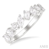 1 1/10 Ctw Mixed Shape Diamond Fashion Band in 14K White Gold