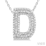 1/20 ctw Bubble Accent Initial 'D' Round Cut Diamond Fashion Pendant With Chain in Sterling Silver