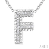 1/20 ctw Bubble Accent Initial 'F' Round Cut Diamond Fashion Pendant With Chain in Sterling Silver