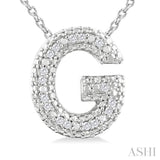 1/20 ctw Bubble Accent Initial 'G' Round Cut Diamond Fashion Pendant With Chain in Sterling Silver