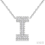 1/20 ctw Bubble Accent Initial 'I' Round Cut Diamond Fashion Pendant With Chain in Sterling Silver