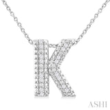 1/20 ctw Bubble Accent Initial 'K' Round Cut Diamond Fashion Pendant With Chain in Sterling Silver