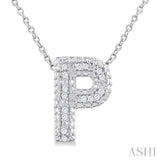 1/20 ctw Bubble Accent Initial 'P' Round Cut Diamond Fashion Pendant With Chain in Sterling Silver