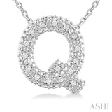 1/20 ctw Bubble Accent Initial 'Q' Round Cut Diamond Fashion Pendant With Chain in Sterling Silver