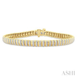 1.00 ctw Ribbed Round Cut Diamond Bracelet in 14K Yellow Gold