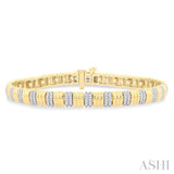 3/4 ctw Ribbed Round Cut Diamond Fashion Bracelet in 10K Yellow Gold