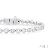 3 3/4 ctw East-West Bezel Set Oval Cut Diamond Tennis Bracelet in 14K White Gold