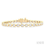 3 1/4 Ctw East-West Bezel Set Pear Cut Diamond Tennis Bracelet in 14K Yellow Gold