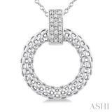 1/8 ctw Cable Chain Inspired Bold Weave Circle Round Cut Diamond Pendant With Chain in Sterling Silver