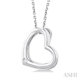 1/50 ctw Heart Frame Round Cut Diamond Fashion Pendant With Chain in Sterling Silver