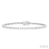 2 Ctw Marquise and Bar Shape Link Round Cut Diamond Tennis Bracelet in 14K White Gold