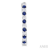 1.8 MM Sapphire and 1/2 ctw Round Cut Inside-Out Diamond Precious Hoop Earrings in 14K White Gold