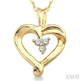 1/20 ctw Round Cut Diamond Heart Pendant in 10K Yellow Gold with Chain