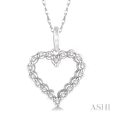 1/10 ctw Round Cut Diamond Heart Pendant in 10K White Gold with Chain