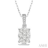 1/6 ctw Oval Shape Diamond Lovebright Pendant in 14K White Gold with Chain