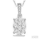 1/6 ctw Oval Shape Diamond Lovebright Pendant in 14K White Gold with Chain