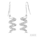 1/10 ctw Spiral Round Cut Diamond Earrings in 10K White Gold