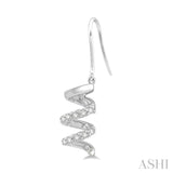 1/10 ctw Spiral Round Cut Diamond Earrings in 10K White Gold