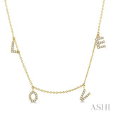 1/6 ctw 'LOVE' Round Cut Diamond Station Necklace in 14K Yellow Gold