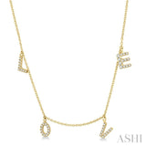 1/6 ctw 'LOVE' Round Cut Diamond Station Necklace in 14K Yellow Gold