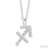 1/10 ctw Sagittarius Round Cut Diamond Zodiac Pendant With Chain in 10K White Gold