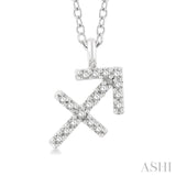 1/10 ctw Sagittarius Round Cut Diamond Zodiac Pendant With Chain in 10K White Gold