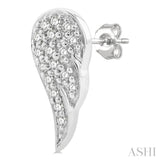 1/10 ctw Petite Angel Wings Round Cut Diamond Fashion Stud Earring in 10K White Gold