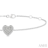 1/8 ctw Petite Heart Round Cut Diamond Fashion Bracelet in 10K White Gold