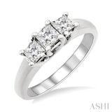 3/4 Ctw Three Stone Princess Cut Diamond Ring in 14K White Gold