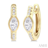 1/3 ctw Marquise Centerpiece and Round Cut Diamond Fashion Huggie Earrings in 14K Yellow Gold