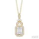 5/8 ctw Fusion Baguette and Round Cut Diamond Fashion Pendant With Chain in 14K Yellow and White Gold