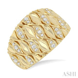 1/4 ctw Twisted Rows Round Cut Diamond Wide Fashion Band in 14K Yellow Gold