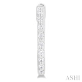 1/6 Ctw Petite Shared Prong Round Cut Diamond Hoop Earring in Sterling Silver