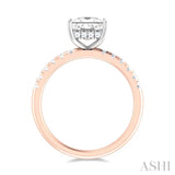 1/3 ctw Princess Shape Round Cut Diamond Semi Mount Engagement Ring in 14K Rose and White Gold