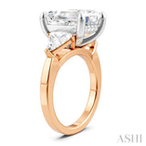 1 1/10 Ctw Emerald Shape Trillion and Round Cut Diamond Semi-Mount Engagement Ring in 14K Rose and White Gold