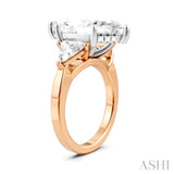 1 1/10 Ctw Marquise Shape Trillion and Round Cut Diamond Semi-Mount Engagement Ring in 14K Rose and White Gold