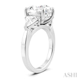 1 1/10 Ctw Oval Shape Trillion Cut & Round Cut Diamond Semi-Mount Engagement Ring in 14K White Gold