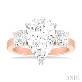 1 ctw Tri-Mount Pear Shape Round Cut Diamond Semi Mount Engagement Ring in 14K Rose and White Gold