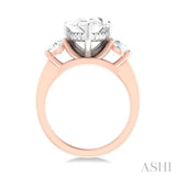 1 ctw Tri-Mount Pear Shape Round Cut Diamond Semi Mount Engagement Ring in 14K Rose and White Gold
