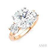 1 Ctw Tri-Mount Past, Present and Future Round Cut Diamond Semi Mount Engagement Ring in 14K Rose and White Gold