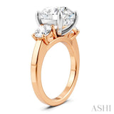 1 Ctw Tri-Mount Past, Present and Future Round Cut Diamond Semi Mount Engagement Ring in 14K Rose and White Gold