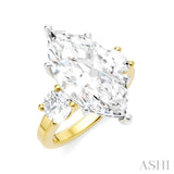1 Ctw Tri-Mount Marquise Shape Center Round Cut Diamond Semi Mount Engagement Ring in 14K Yellow and White Gold