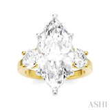 1 Ctw Tri-Mount Marquise Shape Center Round Cut Diamond Semi Mount Engagement Ring in 14K Yellow and White Gold