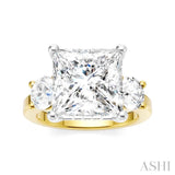 1 1/10 Ctw Tri-Mount Princess Shape Round Cut Diamond Semi-Mount Engagement Ring in 14K Yellow and White Gold