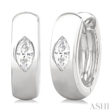 1/4 Ctw Bezel Set Marquise Cut Diamond Fashion Huggie Earrings in 14K White Gold