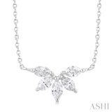 1/3 ctw Semi Circle Chevron Marquise Cut Diamond Fashion Necklace in 14K White Gold