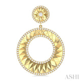 1 7/8 ctw Open Window Circle Dangler Round Cut Diamond Fashion Earrings in 14K Yellow Gold