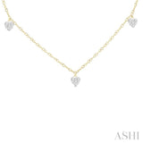 1/3 ctw Lovebright Heart Motif Round Cut Diamond Station Necklace in 14K Yellow Gold