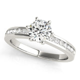 Silver Single Row Engagement Ring Channel Set